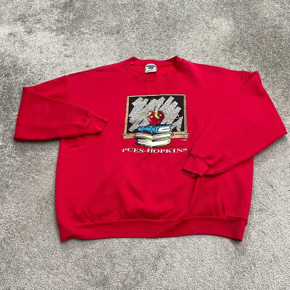 Lee Vintage 90's Y2K Graphic Sweatshirt Unisex Adult 2X Red Crew Neck Casual